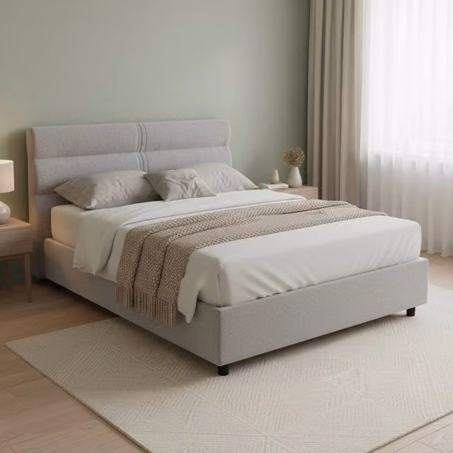 Letto Matrimoniale Bedero DMORA con Materasso Incluso, Grigio e Nero, L/P: 160 x 200 cm