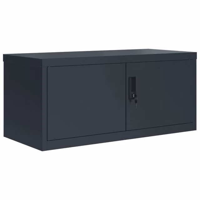 Armadio Classificatore in Acciaio Antracite con Ante a Battente e Serratura DESIGN IN L 90 x P 40 x H 40 cm