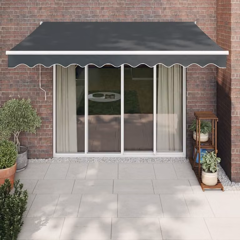 vidaXL Tenda da Sole Retrattile Manuale in Alluminio e Poliestere, Colore Antracite, L: 300 cm, P: 250 cm
