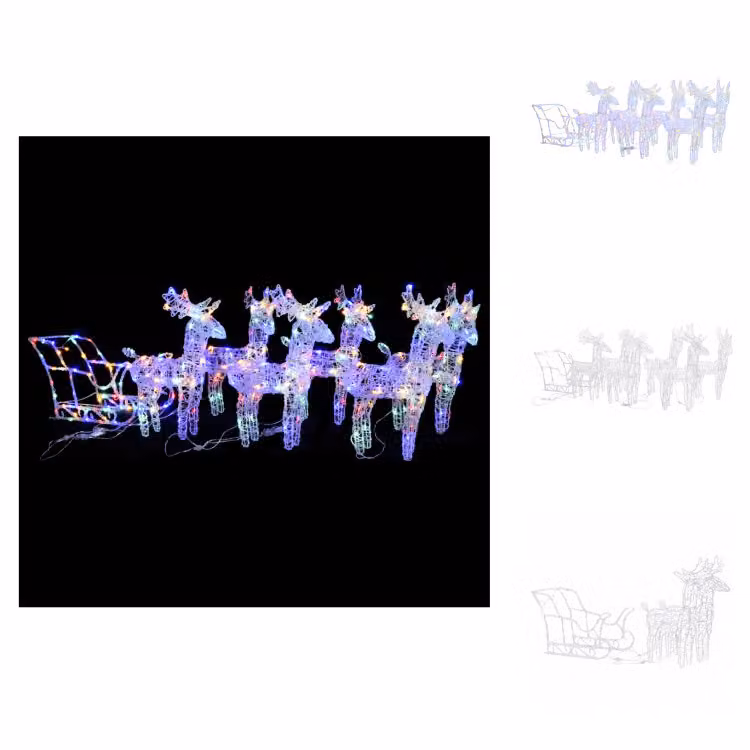 vidaXL Renna slitta decorazione natalizia 320 LED acrilico - Illuminazione natalizia