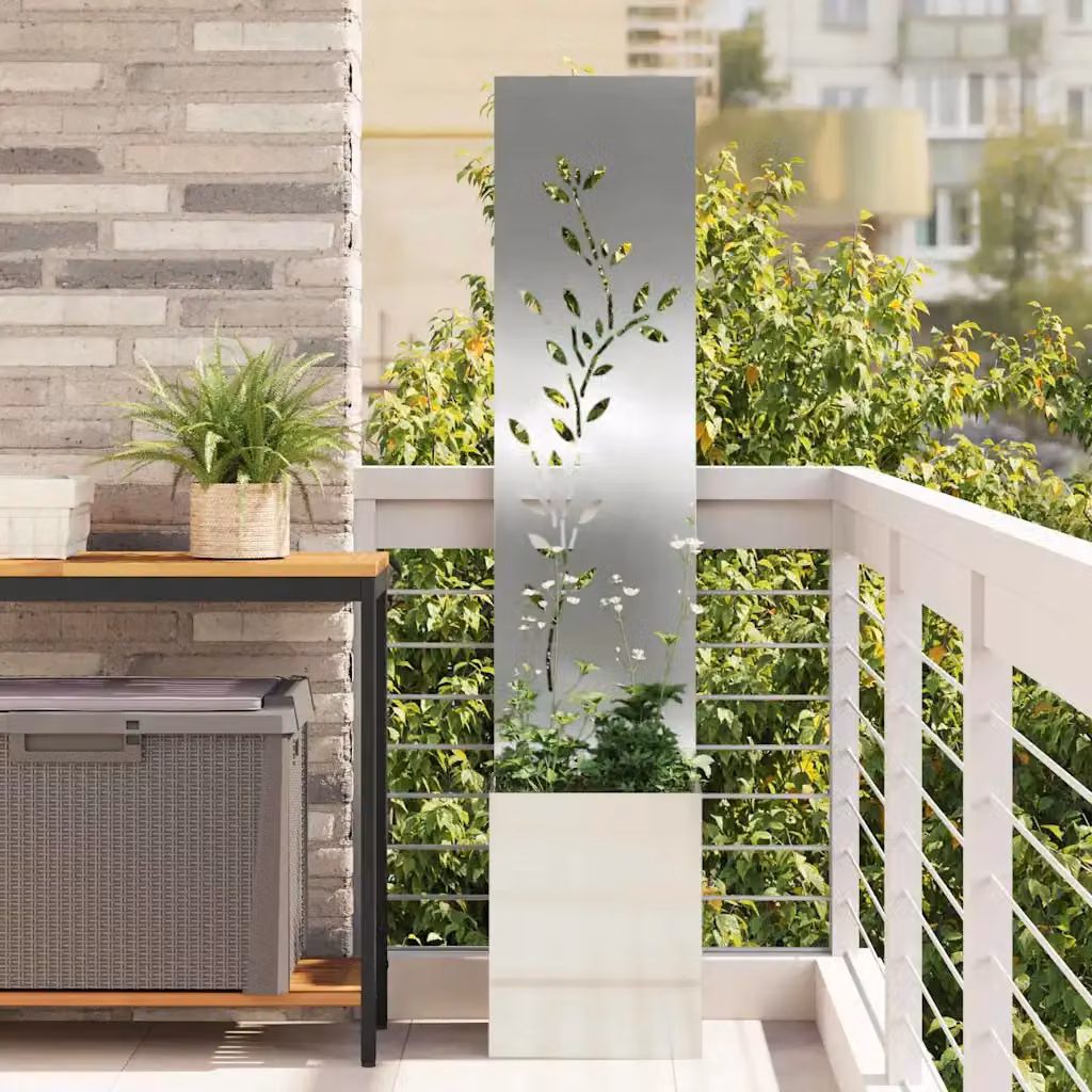 vidaXL Paravento per privacy in giardino in acciaio zincato Argento L/P/H: 32 x 32 x 150 cm