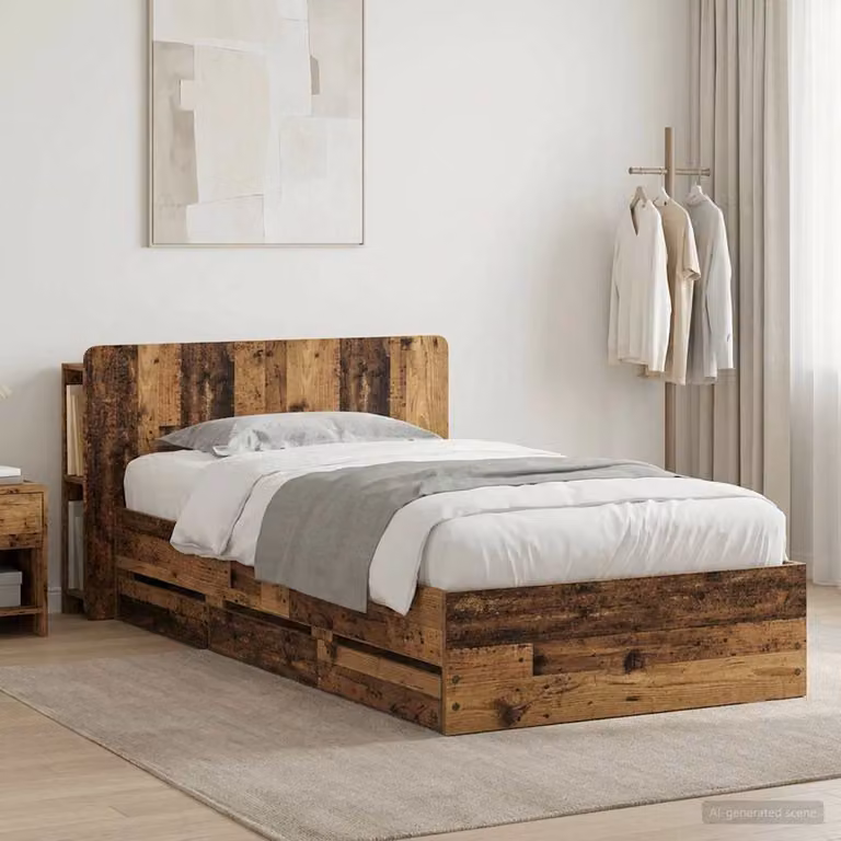 Letto con contenitore e cassetti vidaXL in legno color marrone L/P/H: 221.5 x 80 x 95 cm