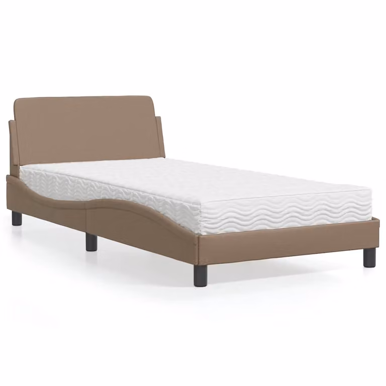 Letto con Materasso Dover vidaXL in Similpelle Cappuccino L: 100 cm, P: 200 cm