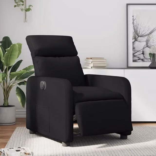 Divano Sedia-Poltrona Reclinabile Elettrica Nera in Similpelle 963656