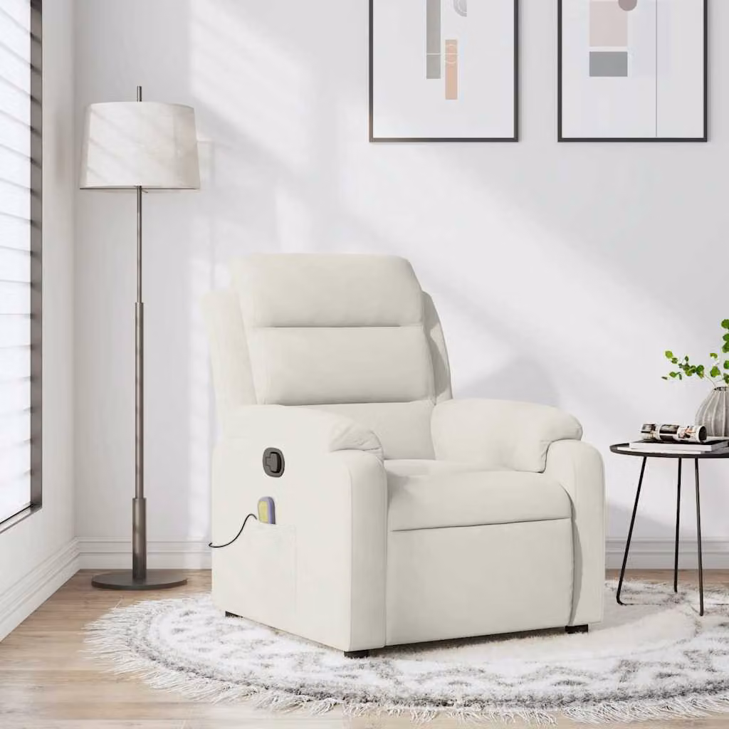 Poltrona Relax Reclinabile vidaXL in Velluto Beige con Braccioli e Struttura in Metallo e Legno