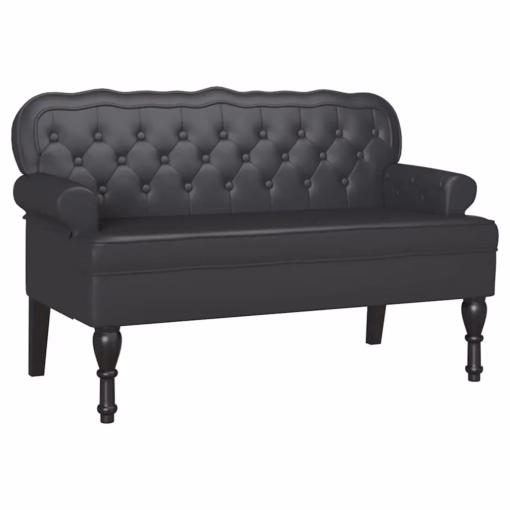 Panca Chesterfield vidaXL in pelle sintetica nera con struttura in legno L: 119,5 cm, P: 64,5 cm, H: 75 cm – 2
