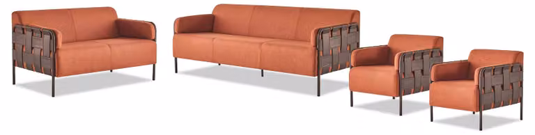 Komplett-Set 3-Sitzer 2-Sitzer Sessel Orange Sofagarnituren Sofas Textil