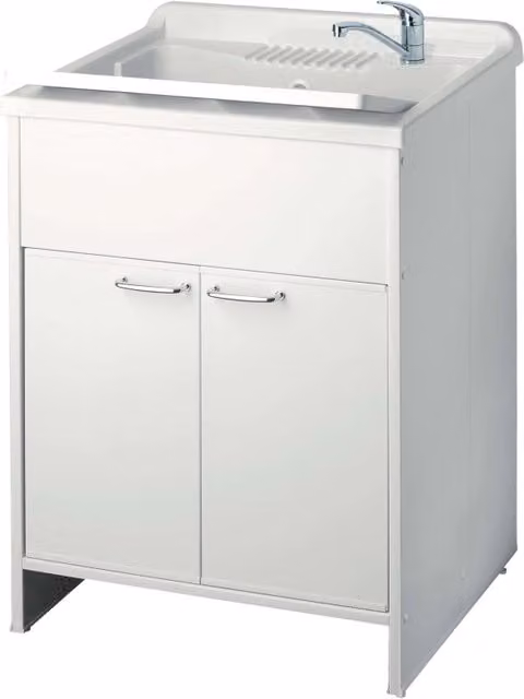 Mobile Lavatoio Forlani Honest in PVC Bianco con 2 Ante e Ripiani Interni L/P/H: 60 x 60 x 85 cm