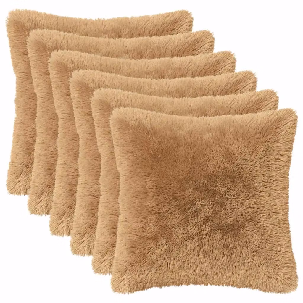 Set di 12 cuscini quadrati HEERLEN vidaXL in pile beige con fodera lavabile – 2