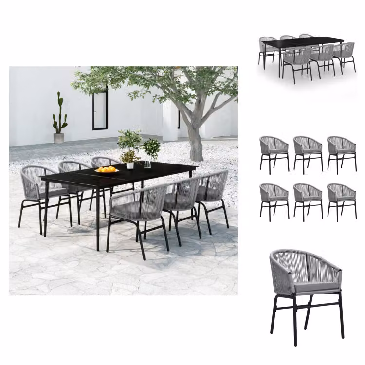 vidaXL set da pranzo da giardino 7 pezzi grigio - Set di mobili da giardino