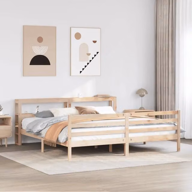 Giroletto con Testiera 200x200 cm in Legno Massello di Pino