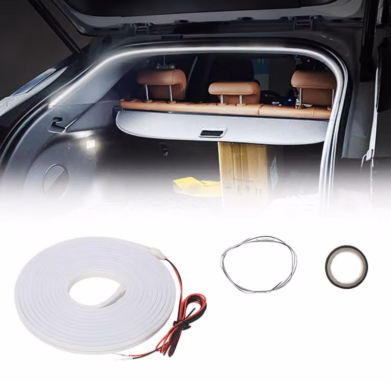 Striscia LED per illuminazione del bagagliaio, 4M, con sensore, luce bianca, 12V, impermeabile