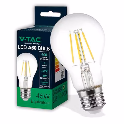 Lampadina LED E27 6W A60 Filamento 4500K