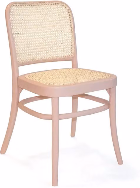 Sedia Hannah Casa Thai S.L. in legno di olmo rosa e rattan per cucina o sala da pranzo