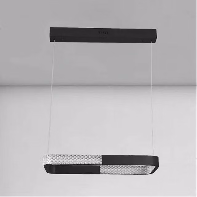 Lampadario a sospensione LED Trade Shop rettangolare nero con cristallo e telecomando regolabile 32071
