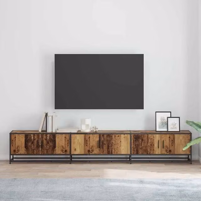 Mobile Porta TV 2 pz-Credenza per TV Legno vecchio 240 x 35 x 41 cm Legno multistrato
