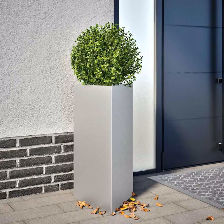 vidaXL Fioriera da Giardino Triangolare in Acciaio Zincato Argento L/P/H: 40 x 34,5 x 75 cm
