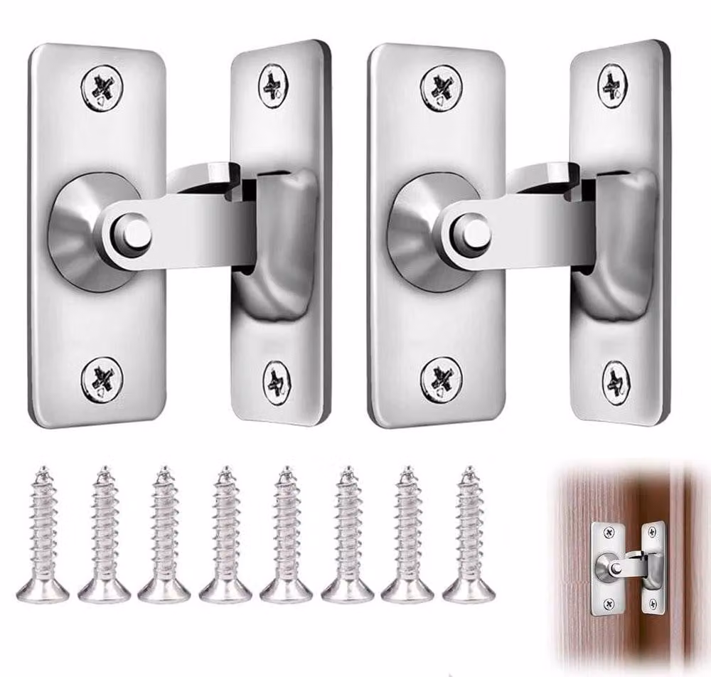 Set di 2 fermaporte angolari a 90° - Blocco scorrevole di 44 x 19 mm - Acciaio inossidabile 201 - Con viti di fissaggio - Adatto per porte, finestre e mobili