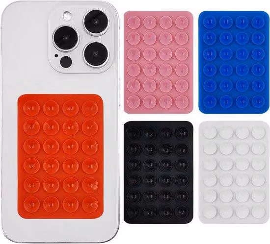 Set di 5 ventose in silicone con striscia biadesiva per auto, doccia e specchi