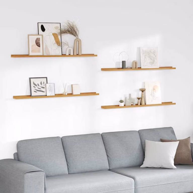 Set di 4 Scaffali da parete vidaXL in MDF Beige L: 115 cm, P: 9 cm, H: 3 cm