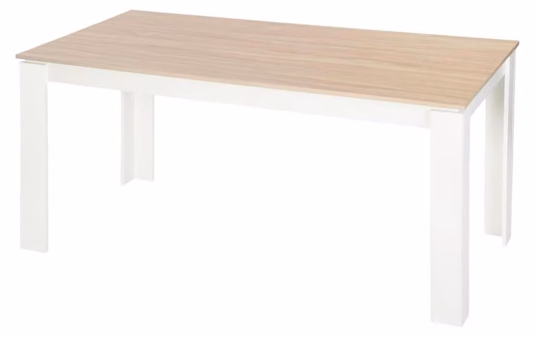 Tavolo da pranzo 160x80 cm, legno effetto rovere bianco, adatto per cucina, sala da pranzo, conferenze o come scrivania, per 6-8 persone, dimensioni 160x80x75 cm