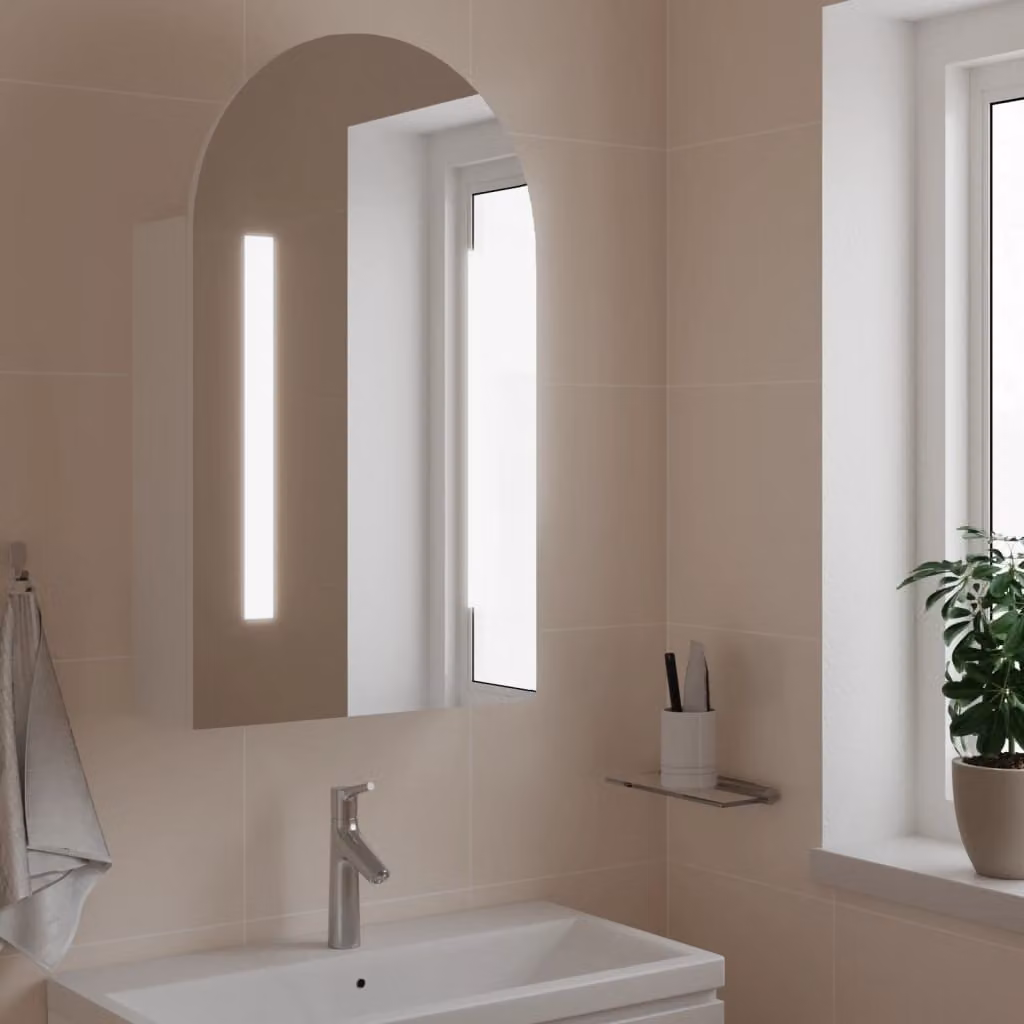 Armadietto da bagno con specchio e illuminazione LED vidaXL, bianco, L: 42 cm, P: 13 cm, H: 70 cm