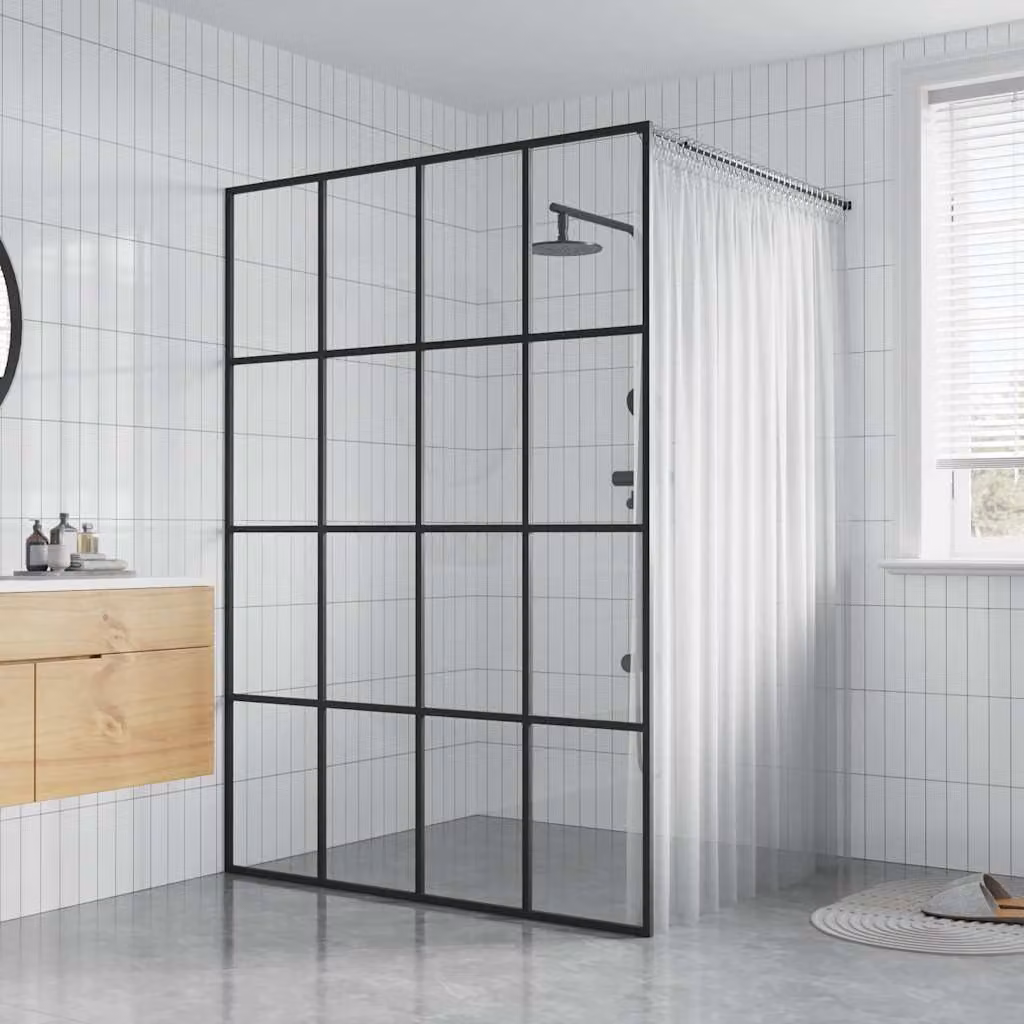 Cabina doccia rettangolare vidaXL in vetro temperato trasparente con profili neri L: 140 cm, H: 195 cm