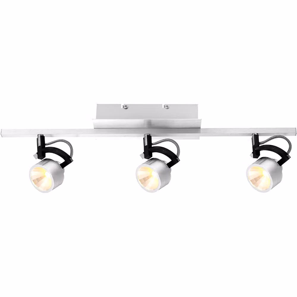 Plafoniera LED, alluminio spazzolato, nero, spot mobili, L 60 cm