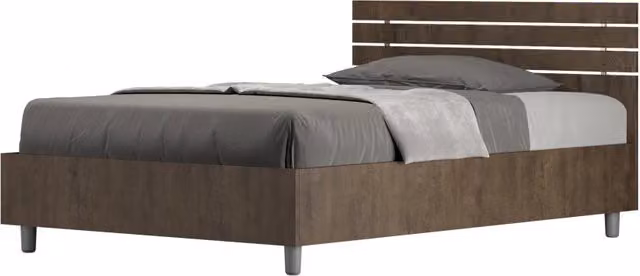 BS COM Letto una piazza e mezza con rete 120x190 testata dritta con doghe noce