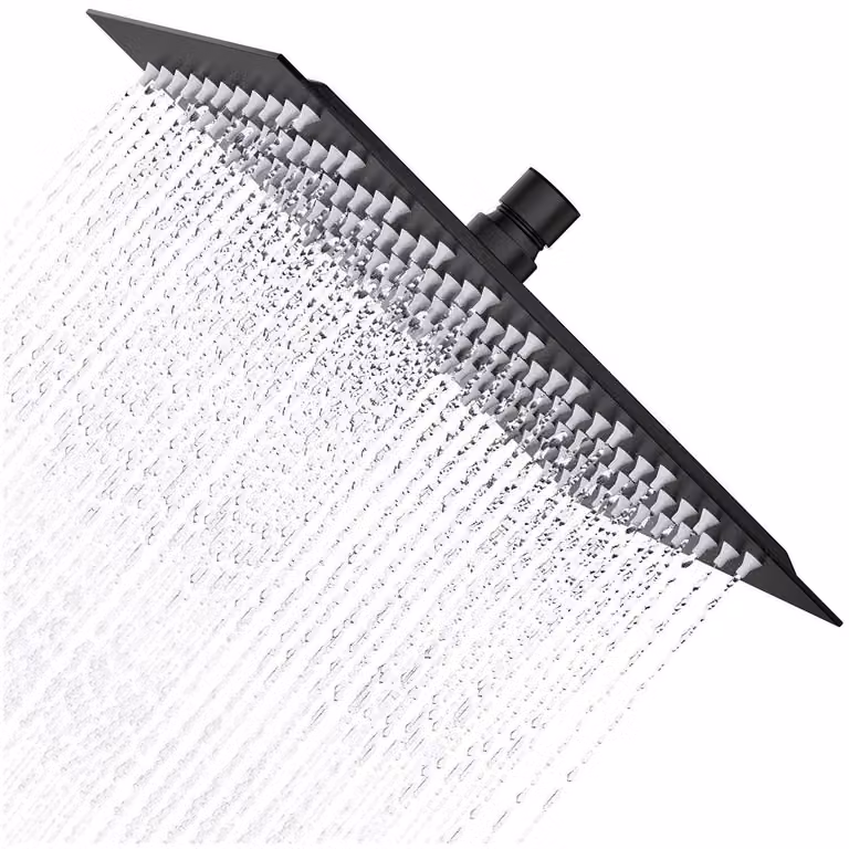 Doccia a parete angolare, acciaio inossidabile nero opaco A2, dimensioni 30x30 cm, con 144 ugelli anticalcare
