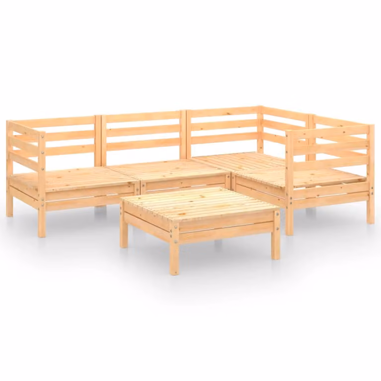 Set Salotto da Giardino 5 pz in Legno Massello di Pino
