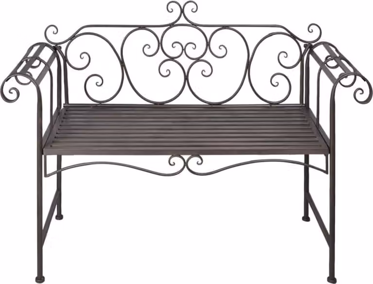 Panchina da Giardino 132 cm in Acciaio Stile Anticato Marrone