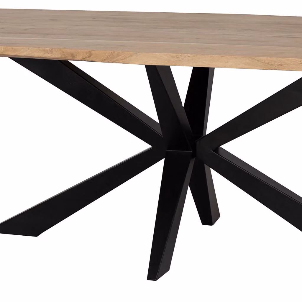 Tavolo da pranzo rettangolare Wanderlust Deco in legno di acacia naturale con bordo live edge e struttura in metallo nero, L: 200 cm, P: 100 cm, H: 76 cm – 2