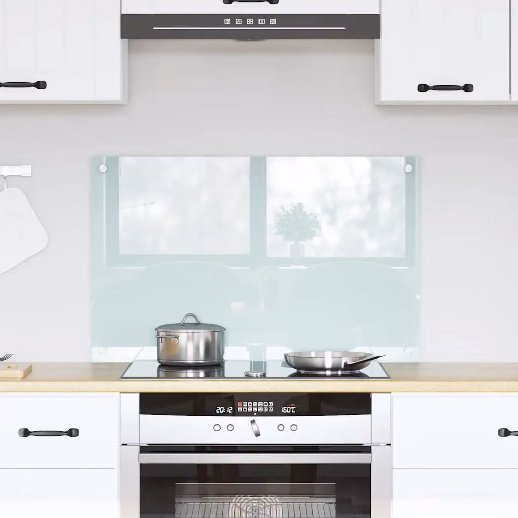 Schienale da cucina vidaXL in vetro temperato bianco, L: 80 cm, H: 50 cm