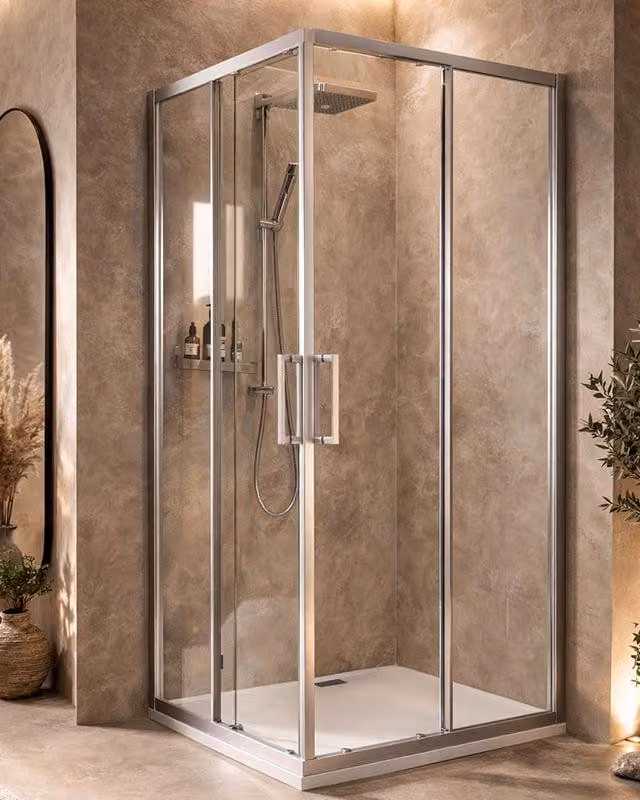 Box doccia 70x70 Marsiglia 2 ante scorrevoli reversibile trasparente H 195 cromo