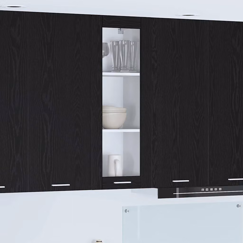 Armadio pensile da cucina vidaXL nero con ante in vetro e ripiani interni L/P/H: 40 x 31 x 100 cm