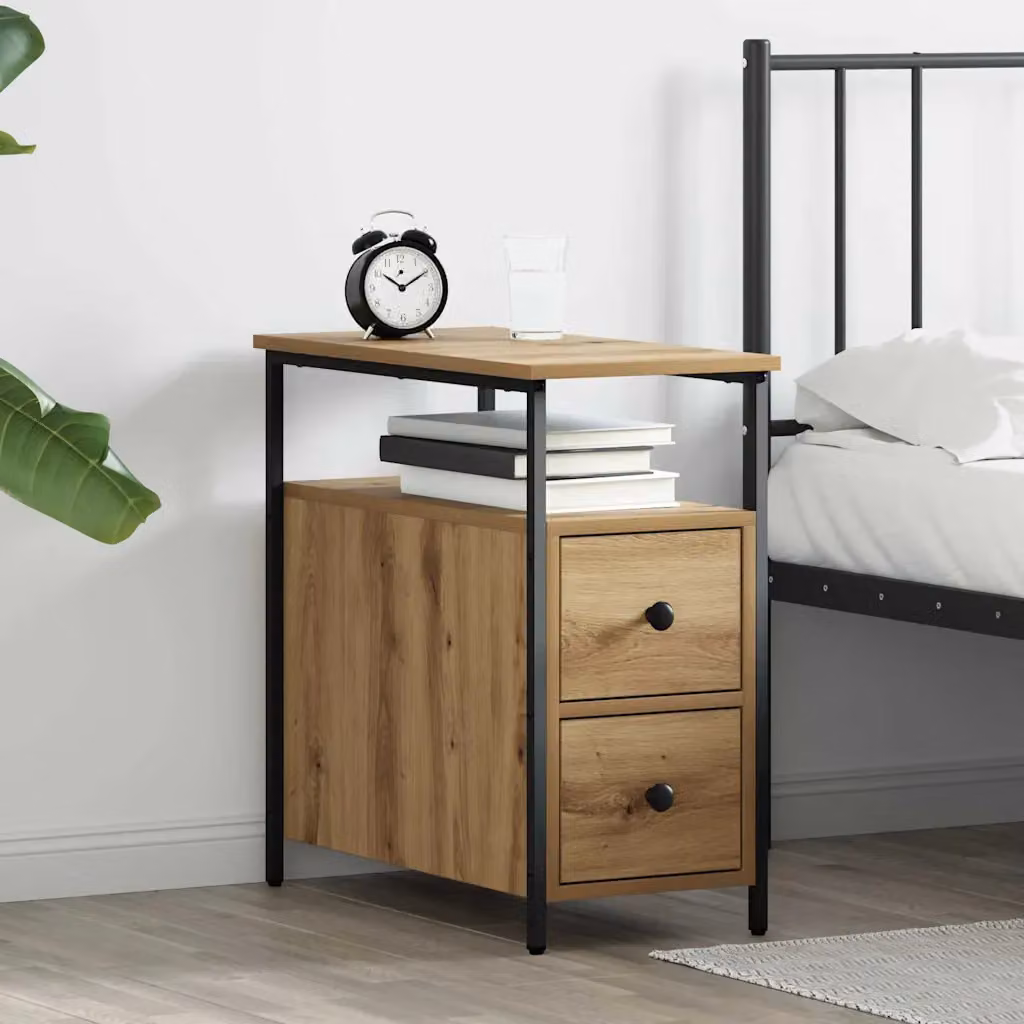 vidaXL Armadio da Notte Moderno in Legno e Metallo, Colore Marrone, L/P/H: 60 x 30 x 60 cm