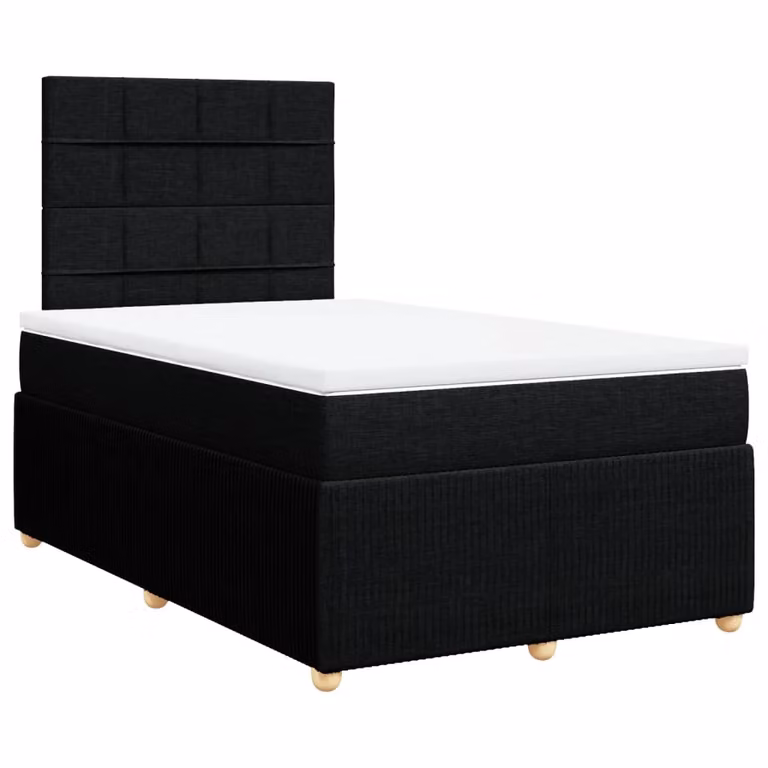 Giroletto a Molle con Materasso Nero 120x190 cm in Tessuto