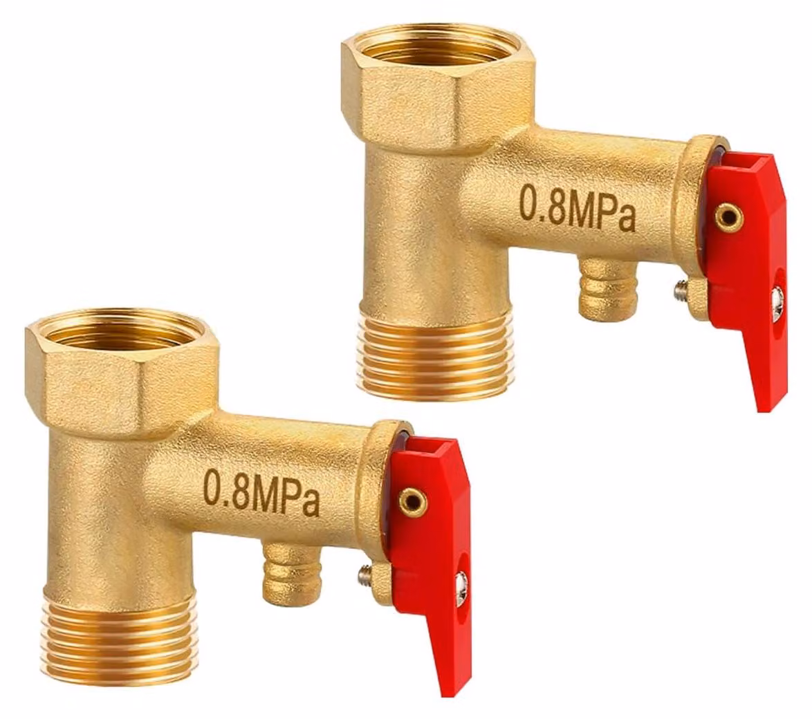 Valvola di sicurezza 1/2", 0,8 MPa, in ottone, 2 pezzi, per caldaie