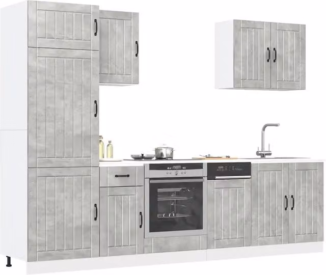 Set Mobili da Cucina 7 pz Lucca Grigio Cemento in Truciolato 3314775