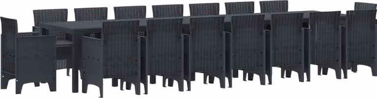 Maison Exclusive - Set da pranzo per esterno con cuscini, 17 pezzi, colore antracite, materiale: polipropilene