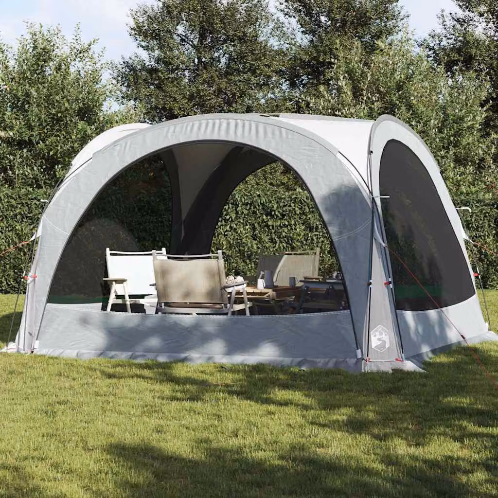 Tenda per feste a cupola vidaXL bianca e grigia impermeabile in poliestere e fibra di vetro