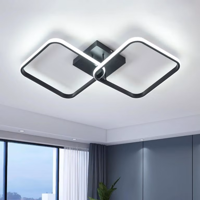 Lampada da soffitto a LED - Plafoniera quadrata - 54 cm - 42 W - 6500 K (bianco freddo) - Nero - Alluminio - Non dimmerabile