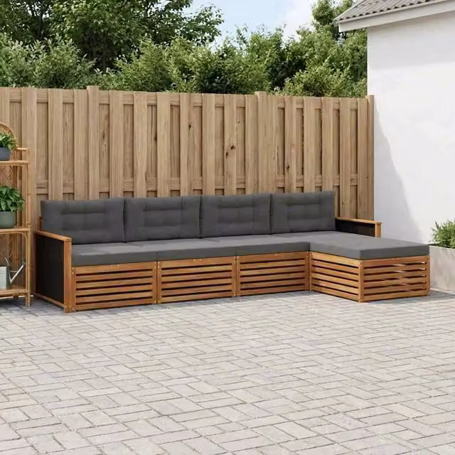 Set di divani da esterno 5 pz Naturale e Antracite Poliestere 3383225