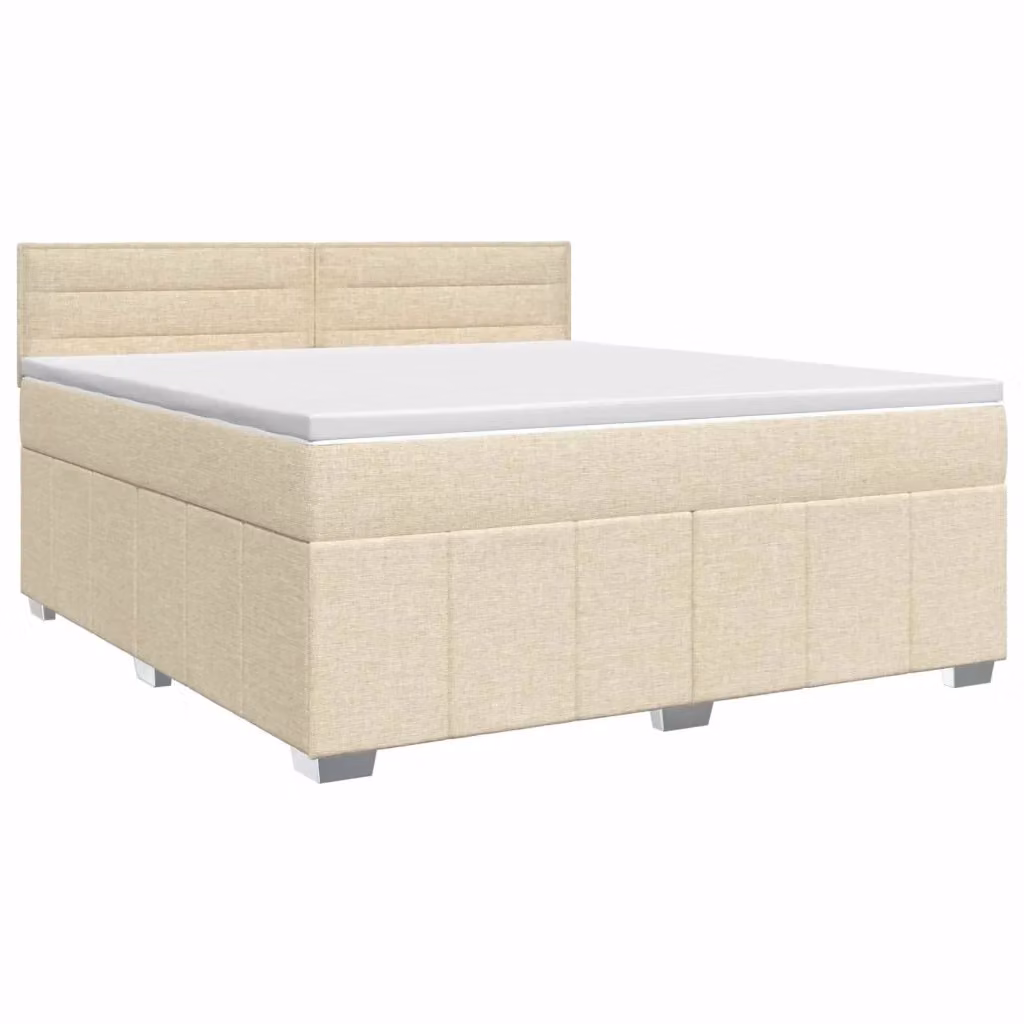 Letto box spring con materasso ibrido vidaXL in tessuto beige e bianco L/P: 140 x 200 cm – 2