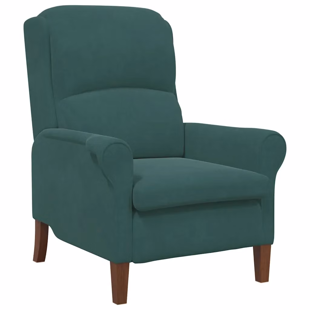Poltrona moderna vidaXL in velluto verde con braccioli, L: 76 cm, P: 94 cm, H: 102 cm – 2