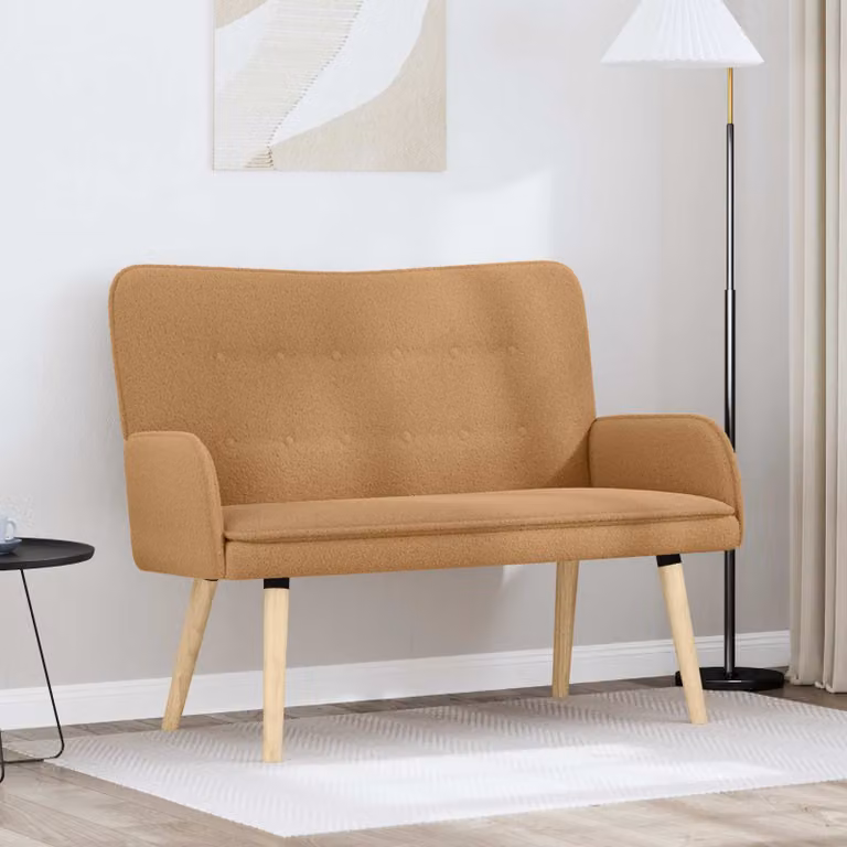 vidaXL Divano a 2 Posti Moderno in Tessuto Bouclé Beige L: 115 cm, P: 61 cm, H: 87 cm