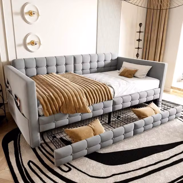 letto imbottito velluto grigio chiaro 90 x 190 cm