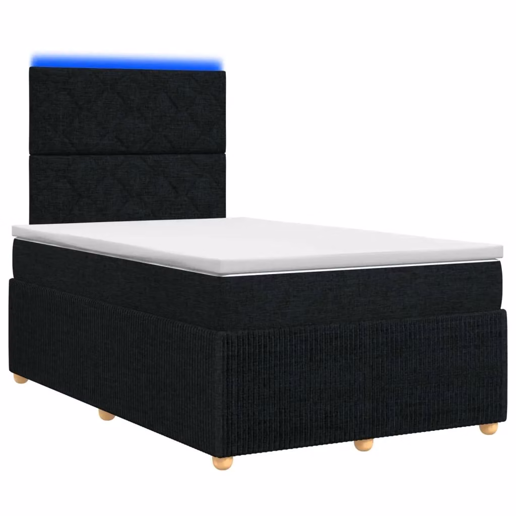 Letto Box Spring vidaXL con Materasso Ibrido e Illuminazione LED, Porta USB e Base a Sollevamento, Colore Nero, L/P: 120 x 200 cm – 2