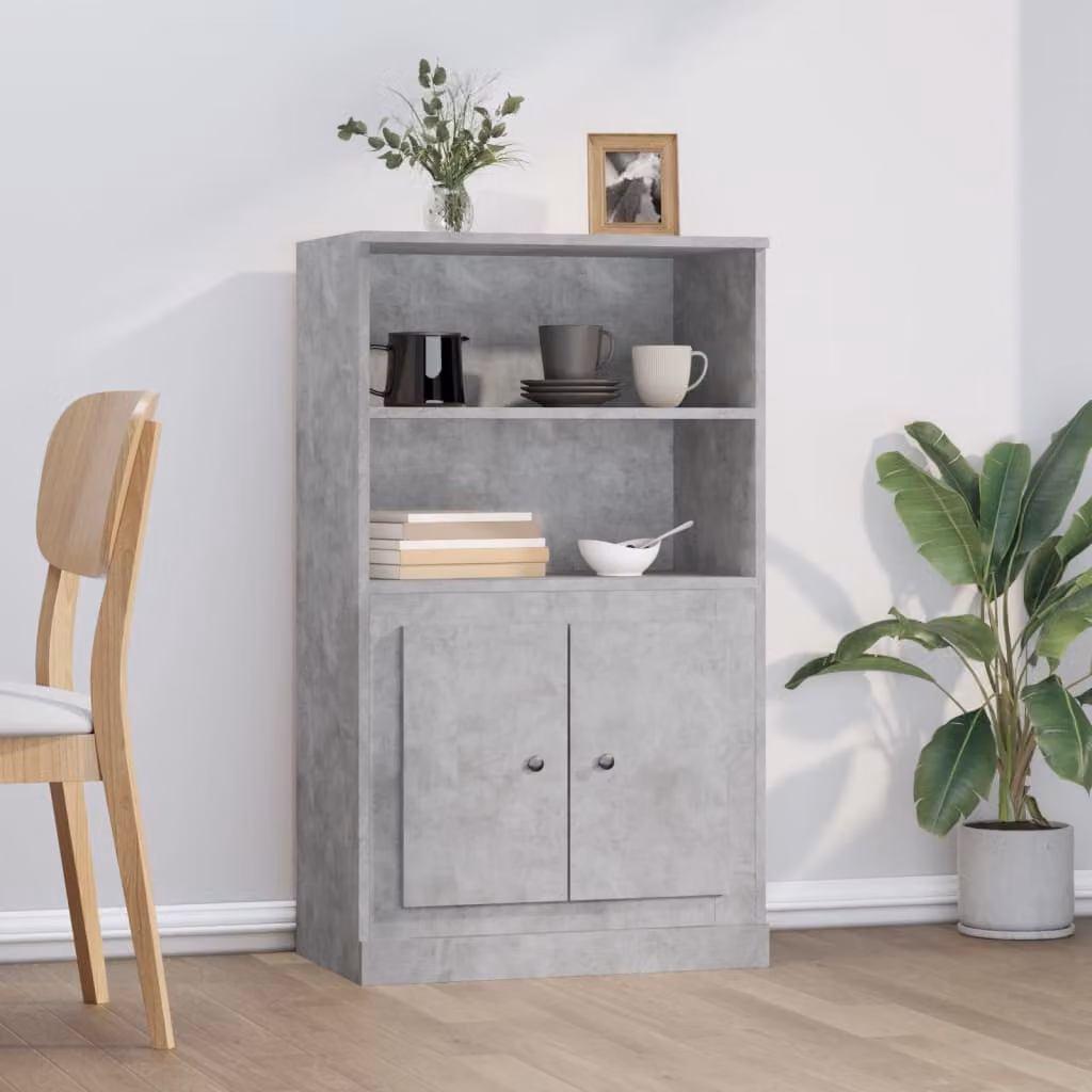 Credenza moderna vidaXL in legno multistrato e MDF, Grigio, L 60 cm x P 35,5 cm x H 103,5 cm
